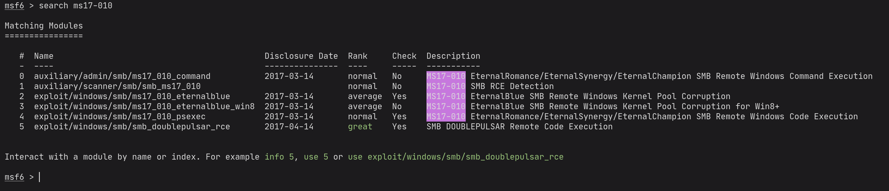 msfconsole